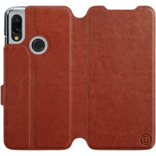 Mobiwear Xiaomi Redmi 7 barna flipes tok szürke belsővel tok és táska