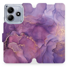 Mobiwear Xiaomi Redmi Note 14 5G flip tok - lila márvány tok és táska