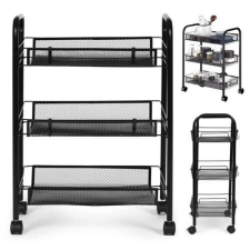 ModernHome Fém fürdőszobai 3 szintes tárolópolc, 64 cm, fekete fürdőszoba bútor