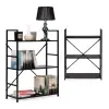 ModernHome Könyvespolc, ModernHome CWJ602480LG, 80 x 59,5 x 23,5 cm, fekete, 3 polcos, fém váz, MDF polc, falhoz rögzíthető