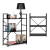 ModernHome Könyvespolc, ModernHome CWJ602480LG, 80 x 59,5 x 23,5 cm, fekete, 3 polcos, fém váz, MDF polc, falhoz rögzíthető