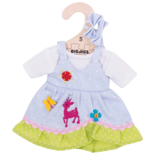 Modrí pettykás ruhák szarvassal 28 cm-es babához játékbaba felszerelés