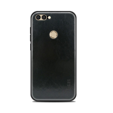 MOFI műanyag telefonvédő (szilikon keret, bőr hatású hátlap) FEKETE [Huawei P Smart (2018)] (5996457770908) tok és táska