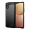 MOFI szilikon telefonvédő (ütésállóság, légpárnás sarok, szálcsiszolt, karbon minta) FEKETE Sony Xperia 10 VI