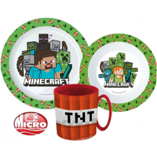Mojang Minecraft étkészlet, micro műanyag szett 350 ml-es bögrével babaétkészlet