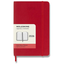 Moleskine 2026 S denní, měkké desky, červený naptár, kalendárium