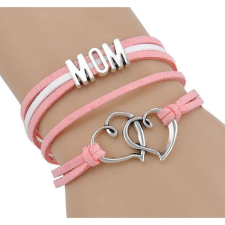  Mom bőrszíjas szíves karkötő karkötő