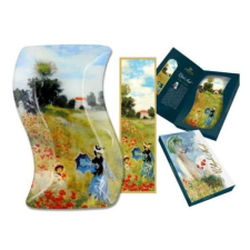 Monet hullámos üvegtál - 23x15 cm - Pipacs mező - ajándék könyvjelzővel tányér és evőeszköz