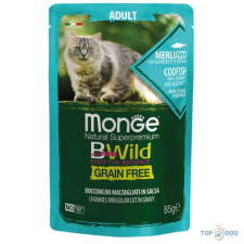 Monge BWild Grain Free Cat 85g Adult Tőkehal, garnéla és zöldségek macskaeledel