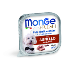Monge Dog Fresh paté húsdarabokkal - bárány 100 g kutyaeledel