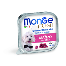  Monge Dog Fresh paté húsdarabokkal - marha 100 g kutyaeledel