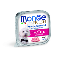  Monge Dog Fresh paté húsdarabokkal - sertés 100 g kutyaeledel