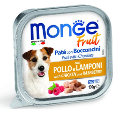 Monge Dog Fruit Paté&amp;Chunkies csirke-málna 100 g kutyaeledel