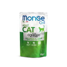  Monge Grill Cat Adult Nyulas Falatok Aszpikban 12 x 85 g (nyulas és bárányos) macskaeledel