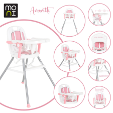 Moni Amaretti 3in1 szétszedhető etetőszék pink etetőszék