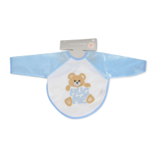 Moni Bear előke hosszú ujjal, macis mintával, pvc/textil kék előke