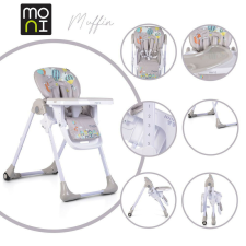 Moni MUFFIN multifunkciós etetőszék, mintás, 2 kerékkel SZÜRKE etetőszék