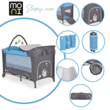 Moni SLEEPY Összecsukható luxus utazóágy 2 szint+pelenkázó+ játék KÉK utazóágy
