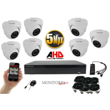  Monitorrs Security - AHD Dóm kamerarendszer 7 kamerával 5 Mpix - 6043K7 megfigyelő kamera