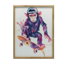 MONKEY GREDEBOARD FALI PLAKÁT ARANY KERET 30x40 CM grafika, keretezett kép
