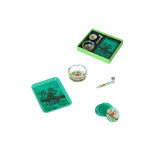  Monkey King készlet – Dohányörlő + Fémpipa + Hamutartó + Rolling Tray - zöld hamutartó