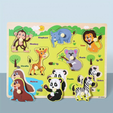 Montessori fejlesztő fa puzzle játék puzzle, kirakós