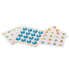 Montessori memória társasjáték fából készült puzzle szettel memóriajáték