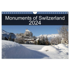  Monuments of Switzerland 2024 (Wall Calendar 2024 DIN A4 landscape), CALVENDO 12 Month Wall Calendar naptár, kalendárium
