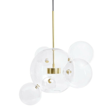 MOOSEE Capri 6 LED Függőlámpa Üveg-Alumínium Arany Buborékos világítás