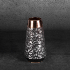  Morena kerámia váza Acélszürke/bronz 14x14x26 cm dekoráció