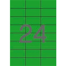 MOS Etikett címke színes 70X37 mm zöld 24 db/ív, 25 ív/csomag etikett