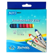  MOS M57 FILCTOLL KÉSZLET 12 SZÍN/KLT MOSHATÓ filctoll, marker