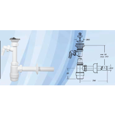  Mosdószifon mosógép csatlakozóval, leeresztővel, 32mm átm. elfolyással (Mosdószifon mosógép) beépíthető gépek kiegészítői