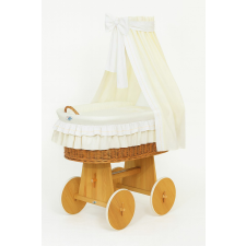  Moses Basket fonott függönyös kiságy Bellamy - natúr + krémszínű ágynemű babakocsi kiegészítő