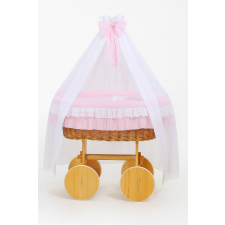  Moses Basket fonott függönyös kiságy Deluxe Bellamy - natúr + rózsaszín ágyneműhuzat babakocsi kiegészítő