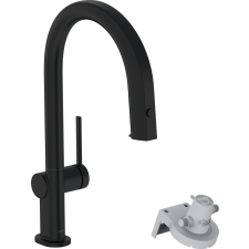 Mosogató csaptelep Hansgrohe Aqittura leeresztőszelep nélkül matt fekete 76803670 csaptelep