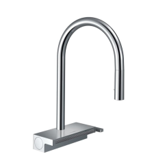 Mosogató csaptelep Hansgrohe Aquno kihúzható zuhanyzóval, 3 vízfolyással króm 73831000 csaptelep