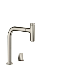 Mosogató csaptelep Hansgrohe Metris kihúzható zuhannyal rozsdamentes acél megjelenés 73804800 csaptelep