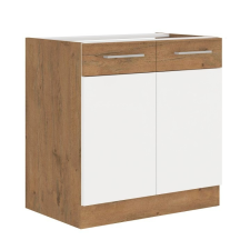  Mosogató szekrény, fehér magasfényű HG/ lancelot tölgy, VEGA 80 ZL 2F BB bútor