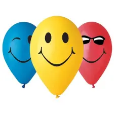  Mosoly Smileys léggömb, lufi 5 db-os 12 inch (30 cm) party kellék