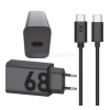 Motorola TURBOPOWER hálózati töltő Type-C aljzat (68W, 6.5A, GaN, PD gyorstöltő + Type-C kábel) FEKETE (MOTOCHAR68WO)