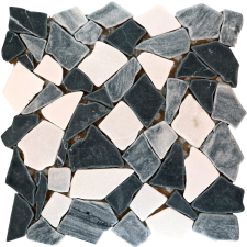  Mozaiklap sokszögletű fekete-szürke-fehér 30 cm x 30 cm csempe
