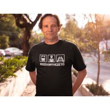  Mozdonyvezető fekete póló egyedi ajándék