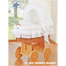 Mózeskosár/ Fonott kapucnis kiságy - Kis angyal fehér babakocsi kiegészítő