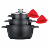 MPM Edényszett, 6 db-os, alumínium, ILAG tapadásmentes bevonat, fekete, MGK-18