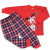 MROFI 2 Részes Karácsonyi Pamut Pizsama - Piros Rénszarvasos 104