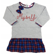 MROFI Lányka Ruha - Szürke/Piros/Kék Kockás "Myself"