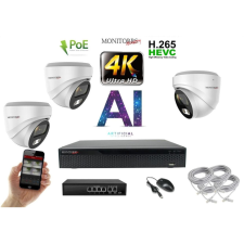  MS - 4K AI IP kamerarendszer 3 kamerával switchel 8 Mpix WD - 6376K3B megfigyelő kamera