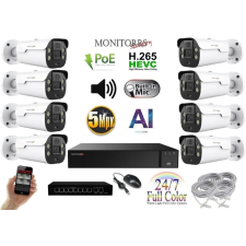 MS - AI IP Aktív kamerarendszer 8 kamerával switchel 5 mpix WTube - 6079K8B megfigyelő kamera