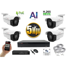  MS - AI IP park kamerarendszer 4 kamerával switchel 5 Mpix - 6185K4B megfigyelő kamera tartozék